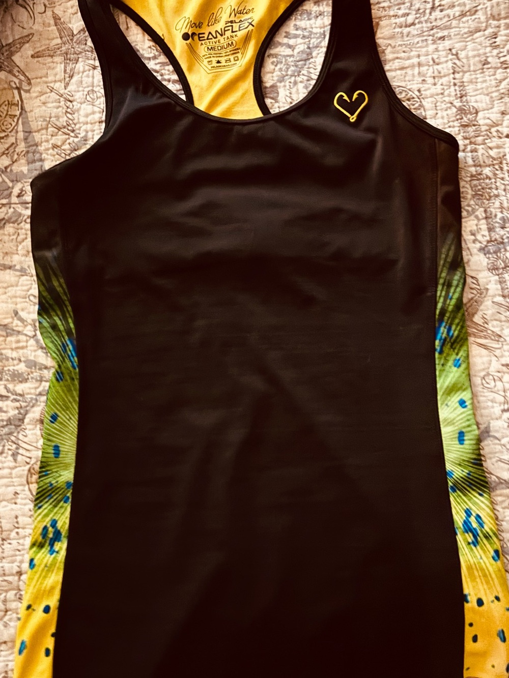 Black and Yellow Racerback Swim Top